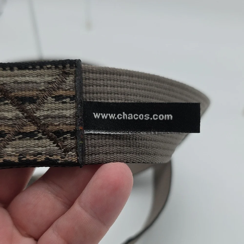 Chaco Men's Striped Tan, Gray & Black Webbed With Metal Buckle Belt